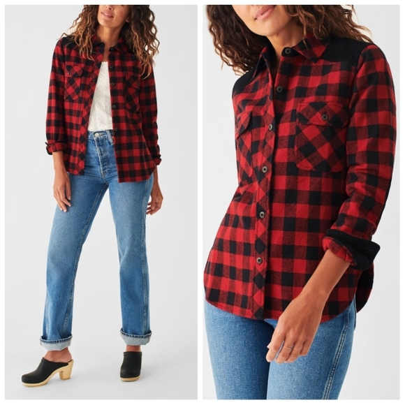 NWOT Faherty Daly Shirt Red Collins Plaid Medium Button Up - Picture 1 of 9